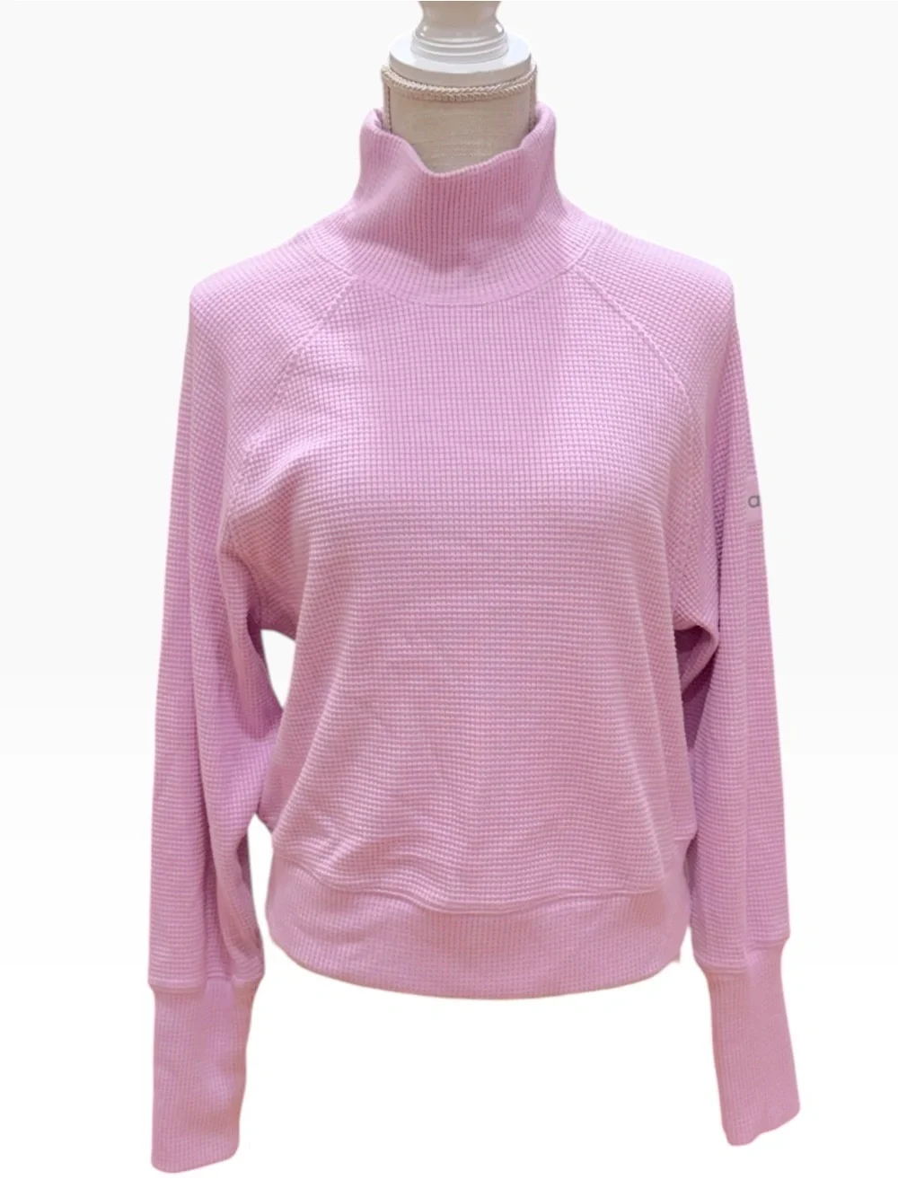 Alo Yoga Sugar Plum Waffle Weekend Escape Mock Neck Sweatshirt Small